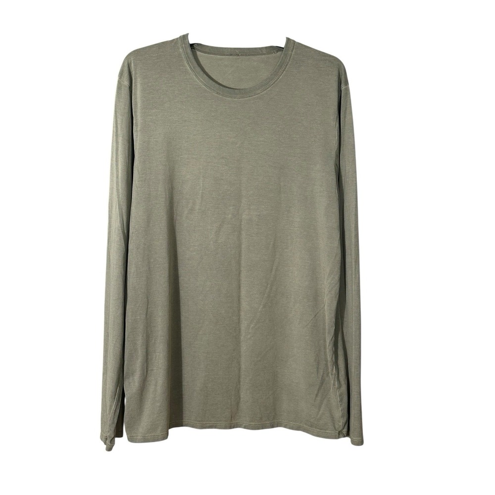 Lululemon Long Sleeve Shirt Men's Large Green Athletic Crew Performance‎ #DD2-5